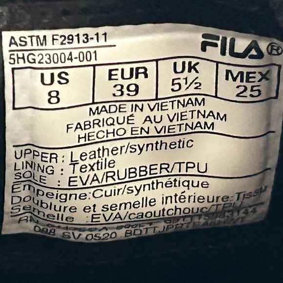 Fila Womens Black Leather/Syn  Memory Flux Slip Resistant Sneakers Shoes SZ 8 - Picture 11 of 11